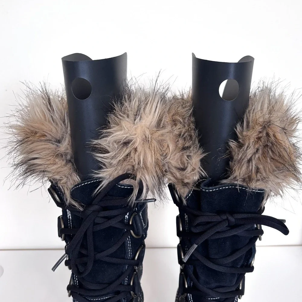 SOREL Womens Joan of Arctic Winter Boot 6 Black Suede Waterproof Faux Fur Snow